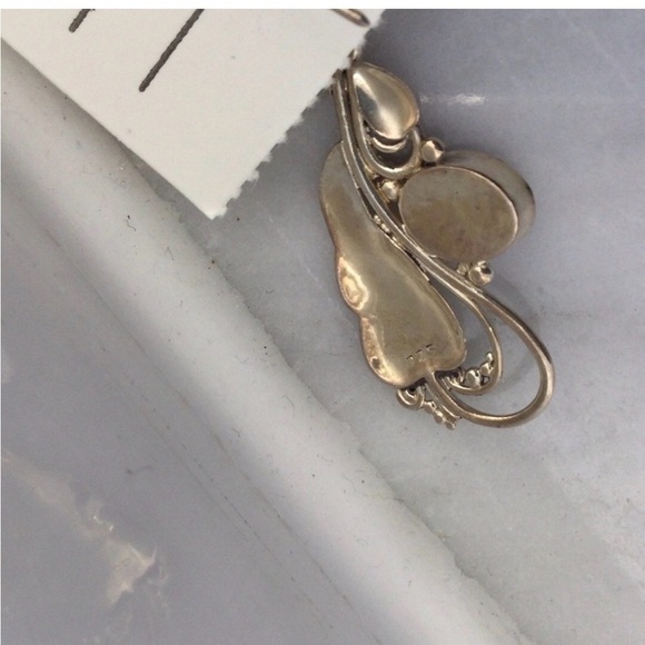 2 pc Vintage Silver Necklace and Earrings w/semi precious stones (925) - Picture 6 of 12